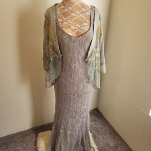 Fairy Knit Metallic Maxi Dress with Velvet Burn Out Bolero